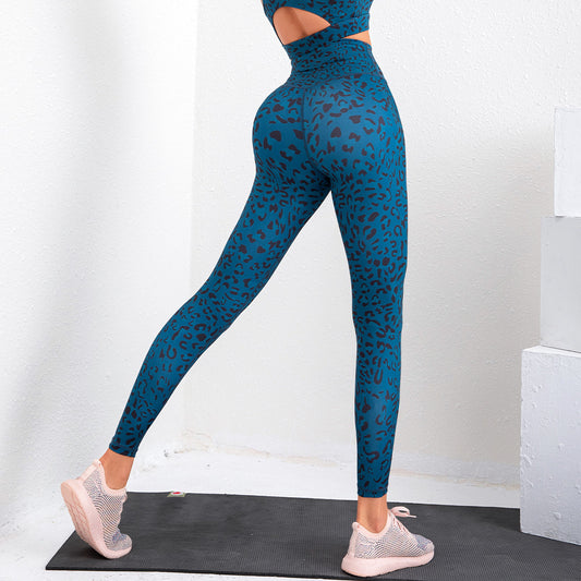 21 Spring And Summer New Hot Models Printed Color Fitness Yoga Pants Women High Waist Peach Buttocks Quick-Drying Sports Tights